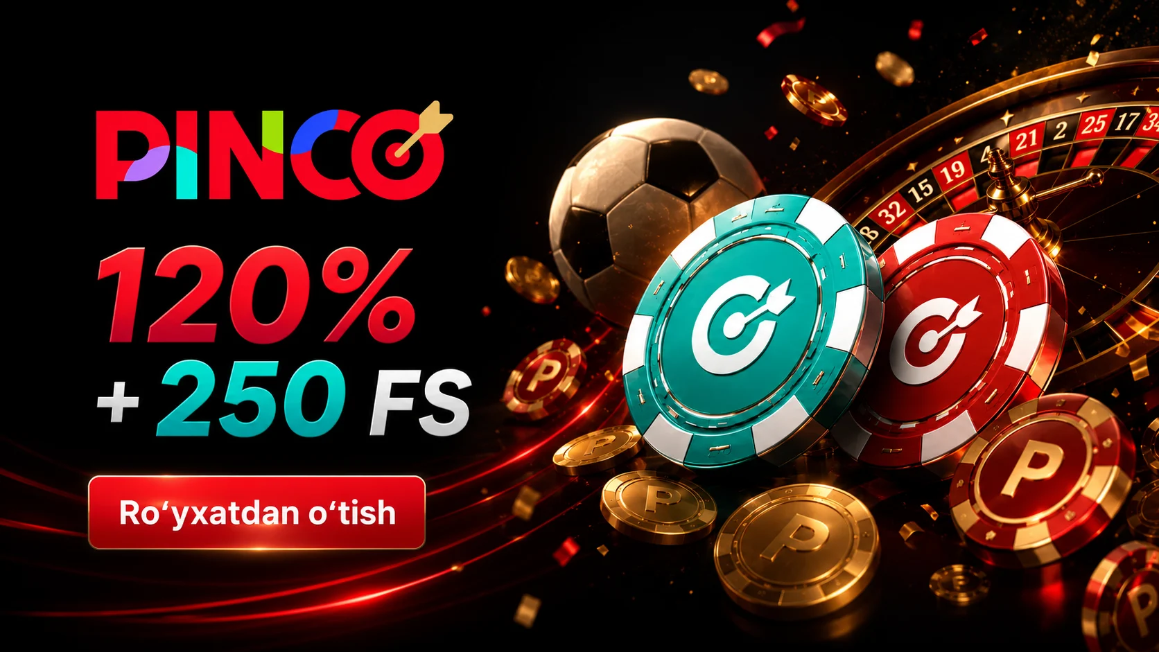Pinco Casino welcome bonus va free spins taklifi